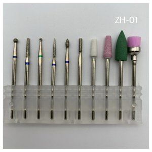 10 pcs SET ZH-01 Drill Bur Fine 3/32 Efile Flat Top Professional electric nail